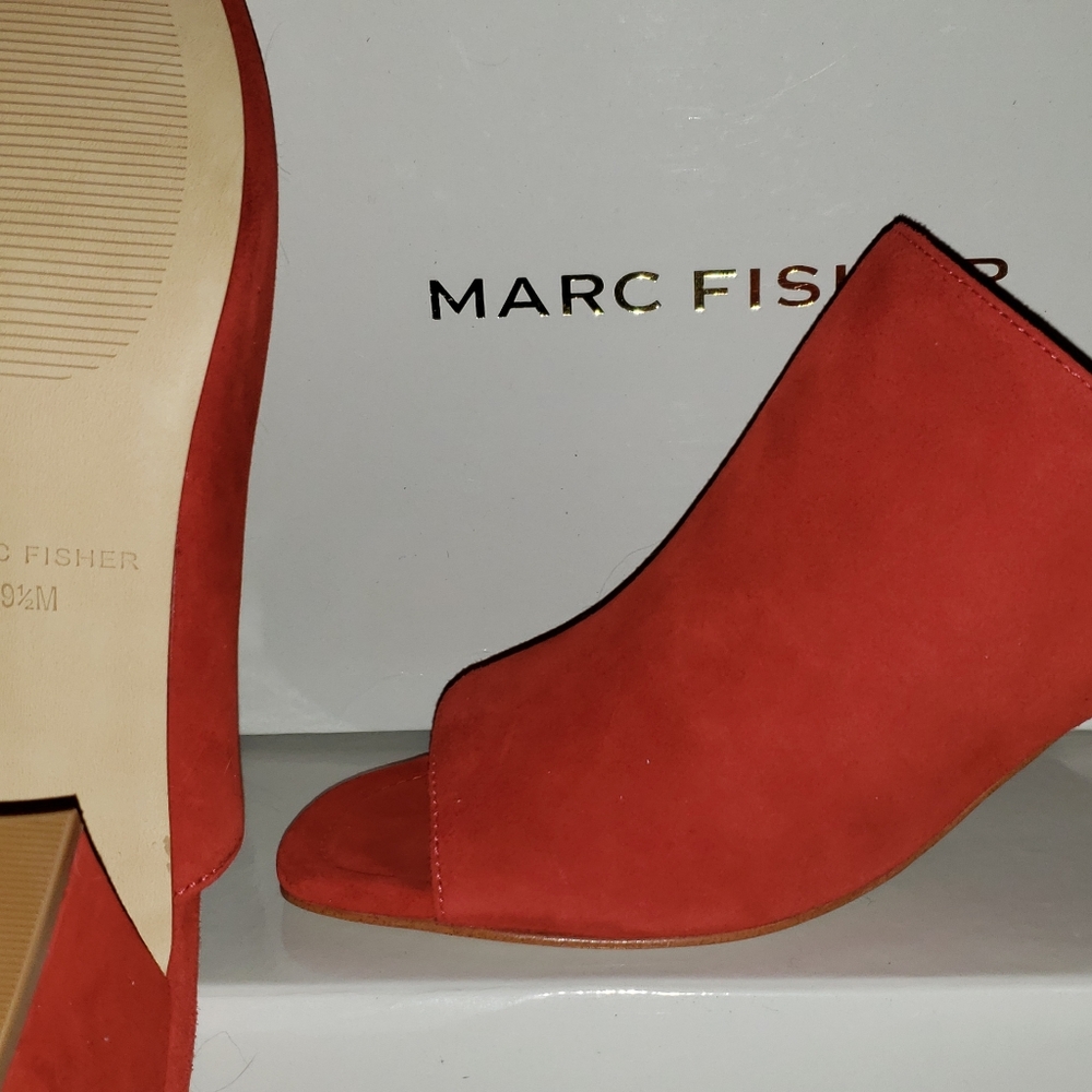Marc Fisher Red Suede slides